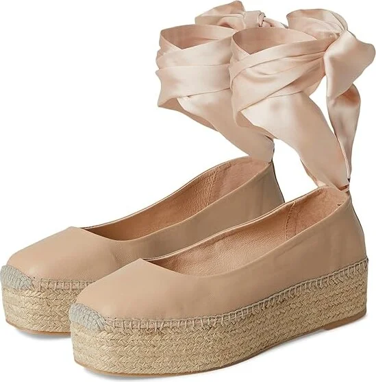 Free People Starboard Wrap Espadrille Women's Shoes Light Tan : EU 38 (US Women's 8) M, Leather