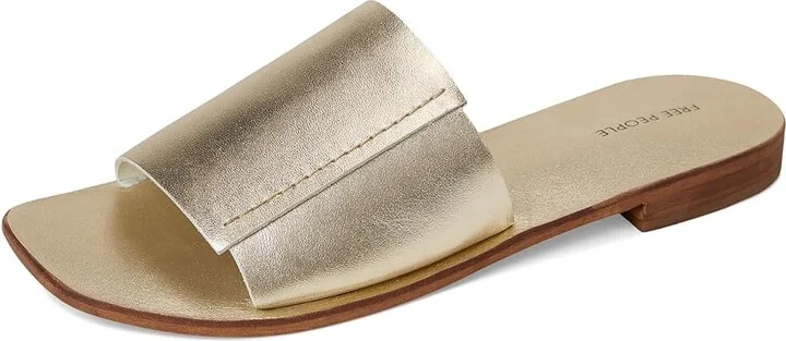 Free People Verona Slide Sandals Women's Shoes Gold : EU 38.5 (US Women's 8.5) M, Leather - Image 5