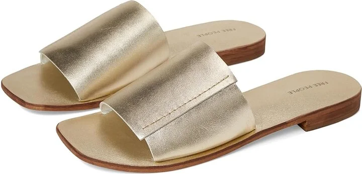 Free People Verona Slide Sandals Women's Shoes Gold : EU 38.5 (US Women's 8.5) M, Leather