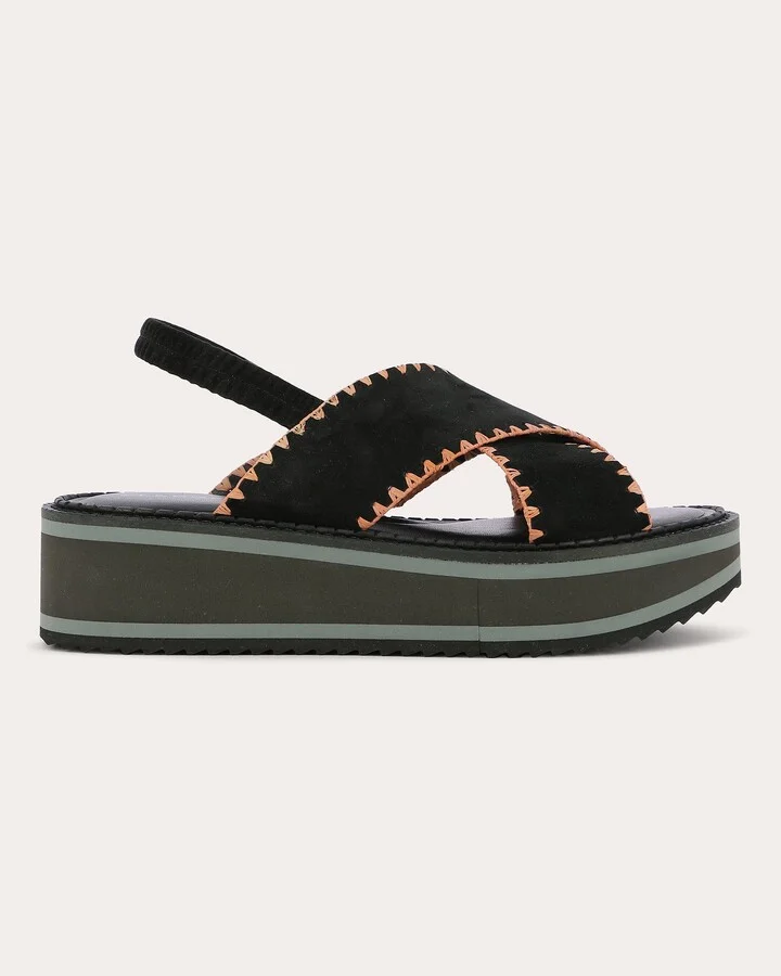 Freedom Stitch-Trimmed Leather Platform Sandal