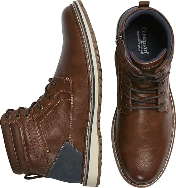 Freeman Men's Beckett Plain Toe Lace-up Boots Brown