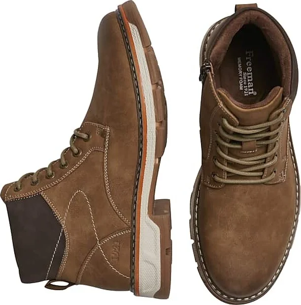 Freeman Men's Dillon Plain Toe Lace-up Boots Taupe