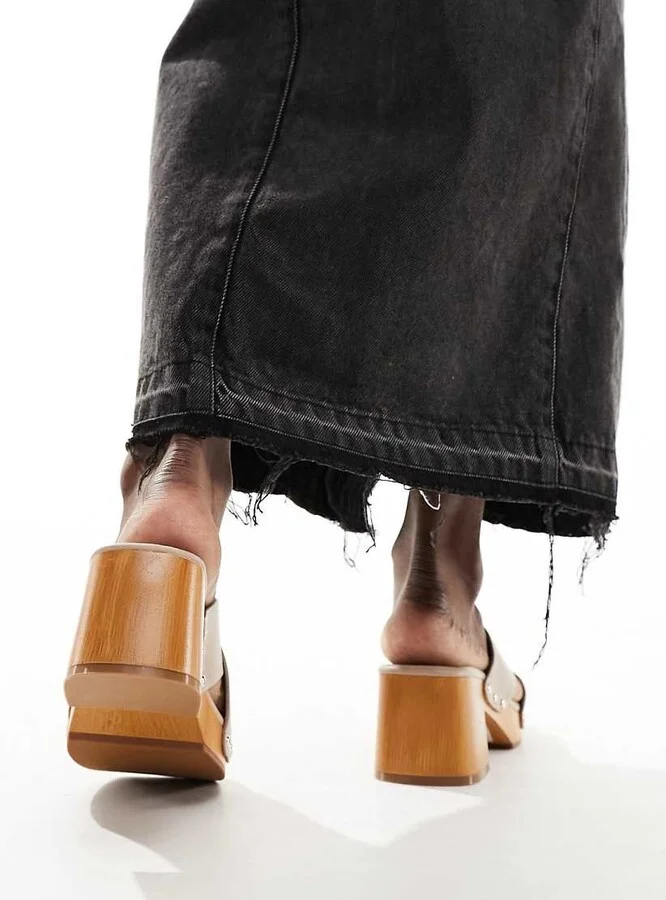 French Connection chunky heel sandals in taupe - Image 3