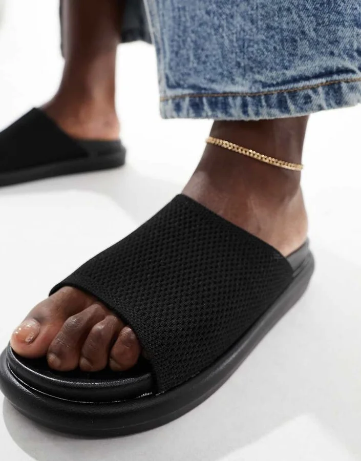French Connection fabric sliders in black - Image 3