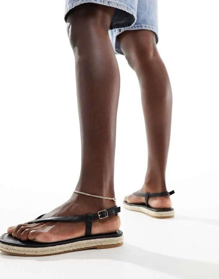 French Connection flat sandals in black - Image 4