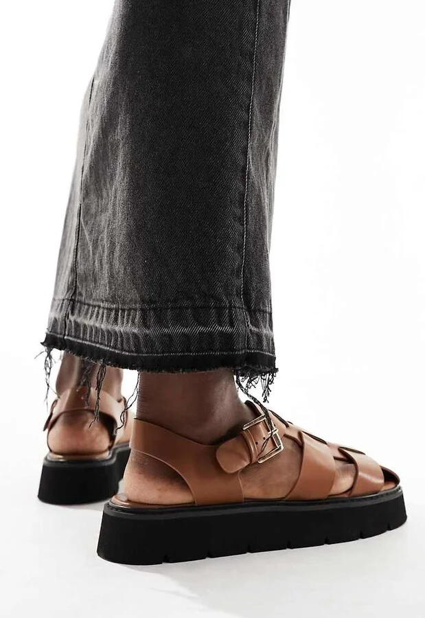 French Connection flatform cage sandals in tan - Image 2
