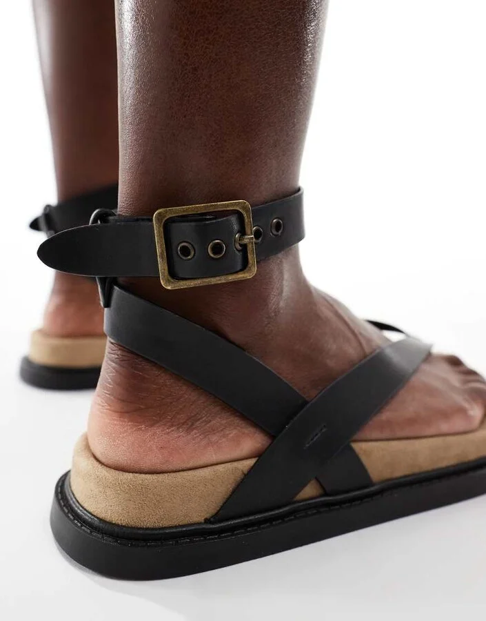 French Connection footbed sandals in black - Image 2