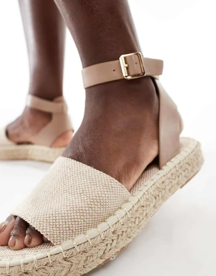 French Connection jute flatform sandals in taupe - Image 2
