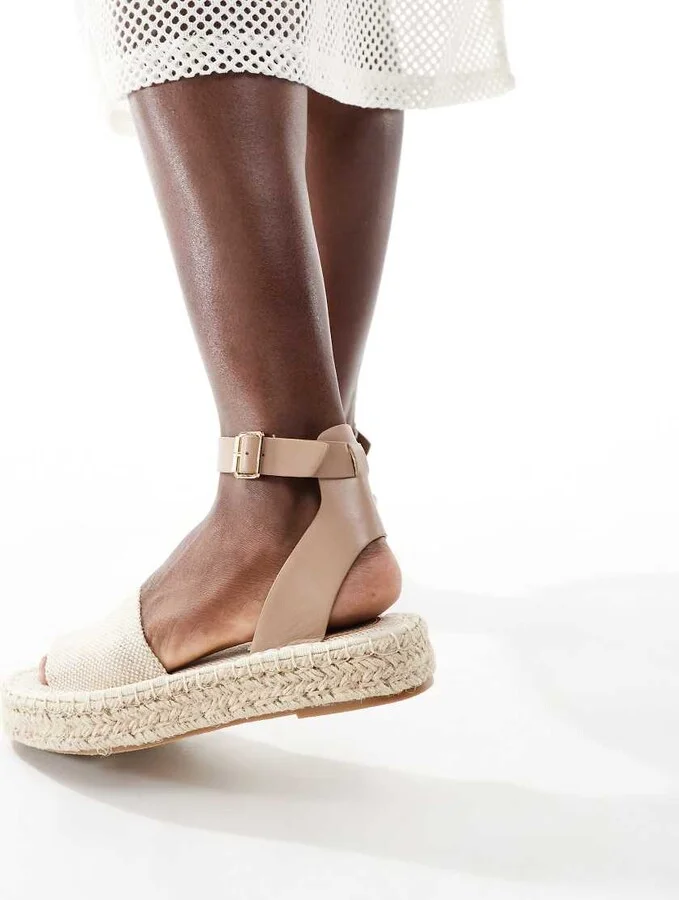 French Connection jute flatform sandals in taupe - Image 3