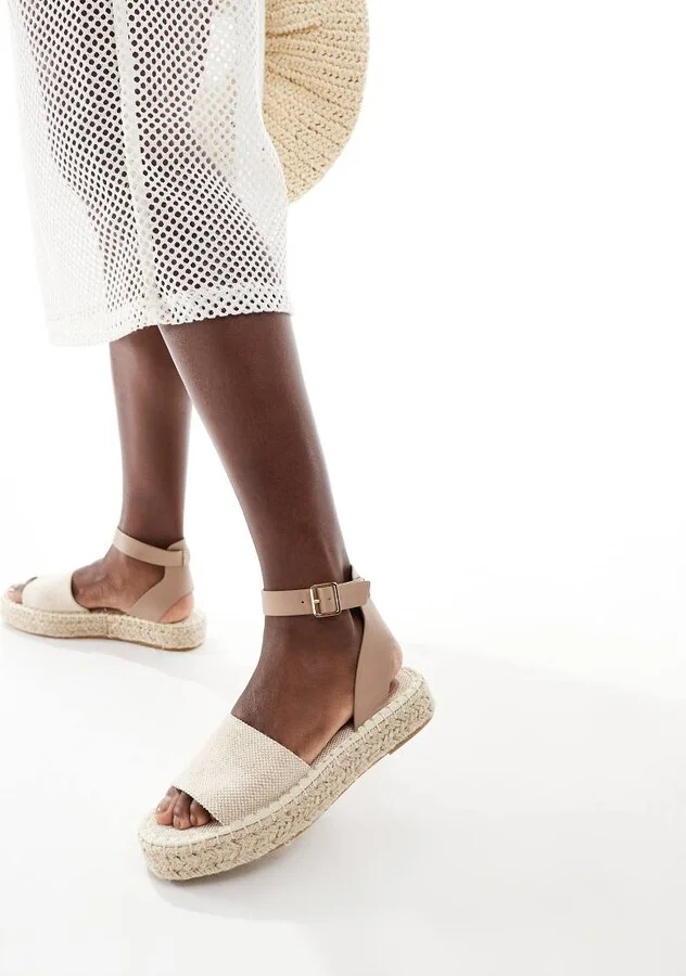 French Connection jute flatform sandals in taupe