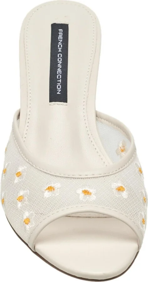 French Connection Nancy Mesh Embroidered Kitten Heel - Image 2