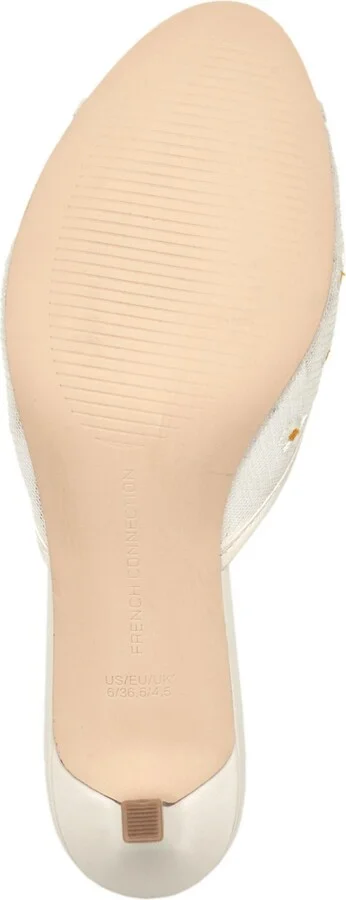French Connection Nancy Mesh Embroidered Kitten Heel - Image 4
