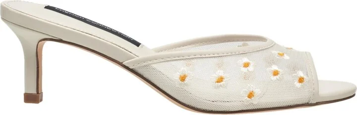 French Connection Nancy Mesh Embroidered Kitten Heel - Image 6