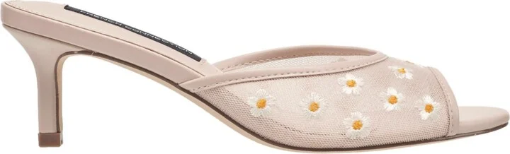 French Connection Nancy Mesh Embroidered Kitten Heel - Image 7
