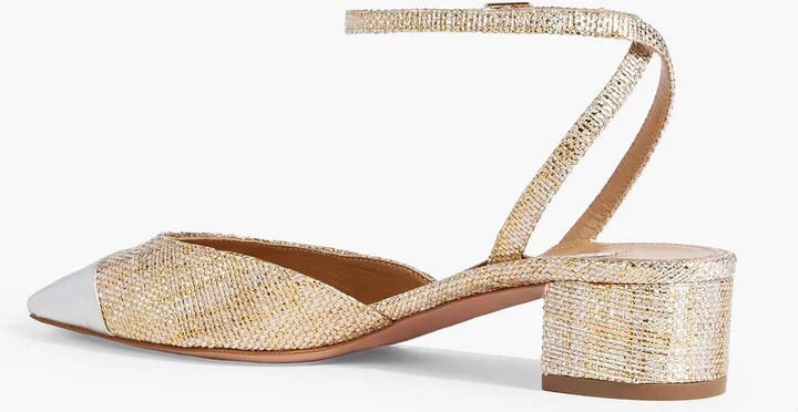 French Flirt 35 metallic leather and faux raffia pumps - Image 3