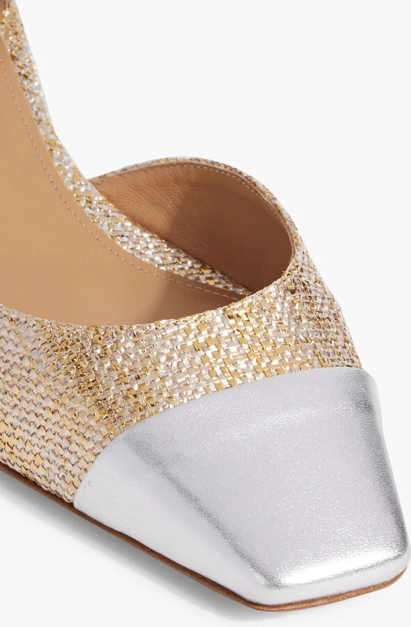 French Flirt 35 metallic leather and faux raffia pumps - Image 4