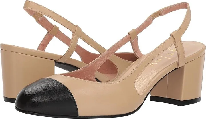 French Sole Baton Women's Shoes Beige Napa/Black Napa : 6 M, Leather