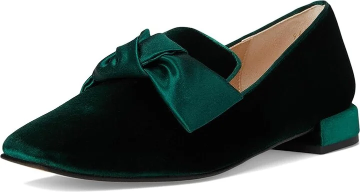 French Sole Church Loafer Women's Slip on Shoes Emerald Green Velvet : 6 M - Image 5