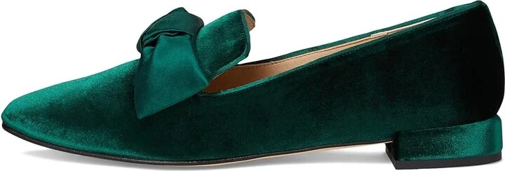 French Sole Church Loafer Women's Slip on Shoes Emerald Green Velvet : 6 M - Image 6