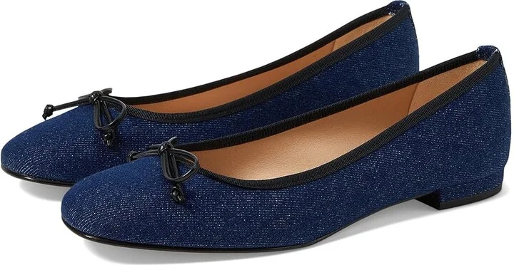 French Sole Emmy Women's Flat Shoes Denim Black : 9 M, Denim/Leather