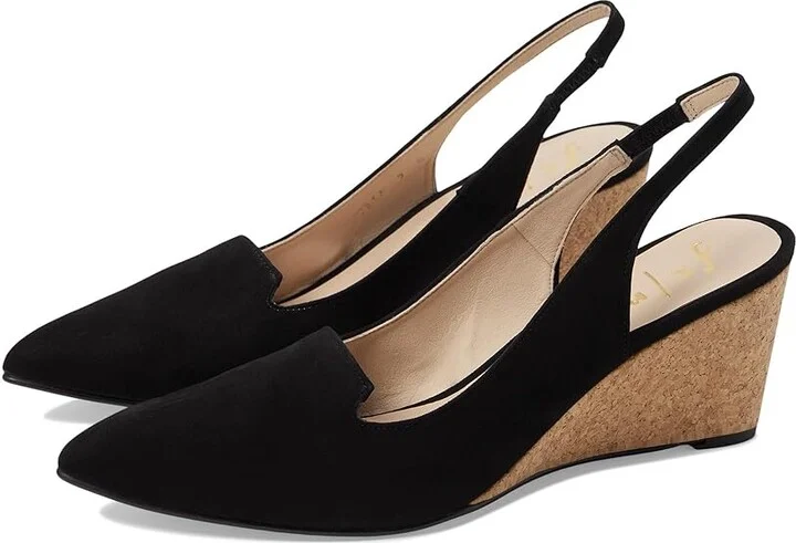 French Sole Harriet High Women's Heels Black : 6 M, Leather/Suede
