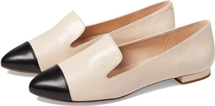 French Sole Indelible Women's Flat Shoes Cream/Black : 6 M, Leather/Rubber