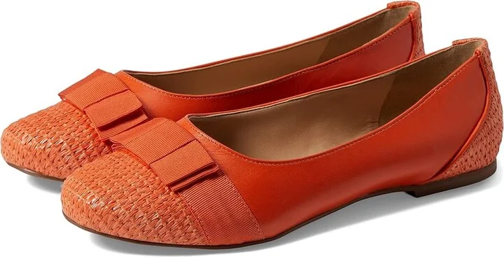 French Sole Layla Women's Shoes Orange Nappa/Raffia : 7 M, Leather/Raffia