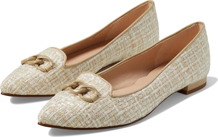 French Sole Lilah Women's Flat Shoes Beige : 7.5 M, Leather/Tweed