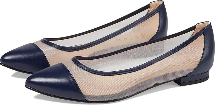 French Sole Mallory Women's Flat Shoes Navy Napa-Mesh : 8.5 M, Leather/Mesh