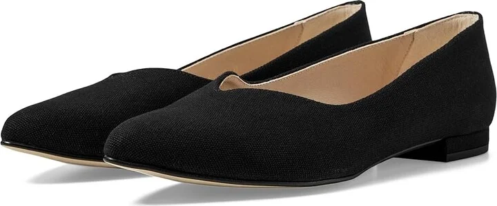 French Sole Melanie Women's Flat Shoes Black Recycled Cotton : 6.5 M, Cotton/Leather/Rubber