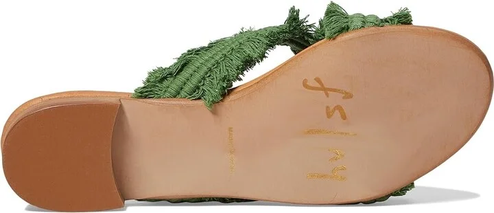 French Sole Meredith Women's Sandals Green Linen : 8.5 M, Leather - Image 3