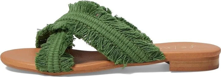 French Sole Meredith Women's Sandals Green Linen : 8.5 M, Leather - Image 5