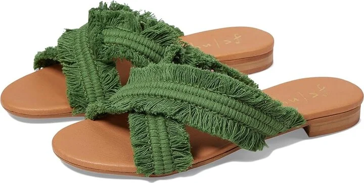 French Sole Meredith Women's Sandals Green Linen : 8.5 M, Leather