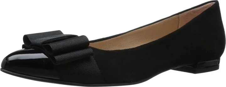 French Sole Onstage Women's Flat Shoes Black Patent/Black Suede : 5 M, Leather/Suede - Image 2