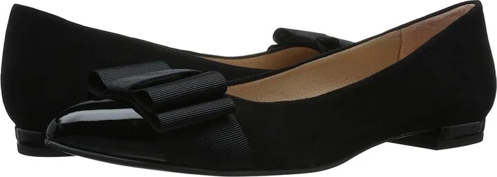 French Sole Onstage Women's Flat Shoes Black Patent/Black Suede : 5 M, Leather/Suede