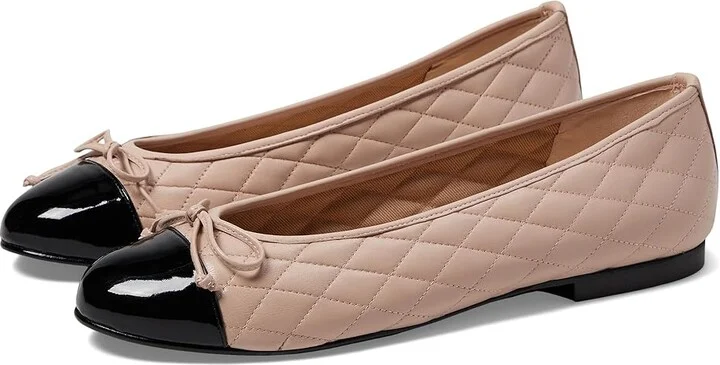 French Sole Tamara Women's Shoes Nude/Black : 6 M, Leather/Microfiber