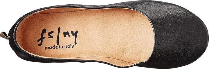 French Sole Zeppa Flat Women's Slip on Shoes Black Nappa : 6 M, Leather - Image 3