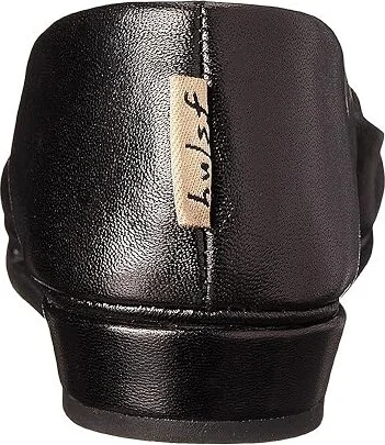 French Sole Zeppa Flat Women's Slip on Shoes Black Nappa : 6 M, Leather - Image 5