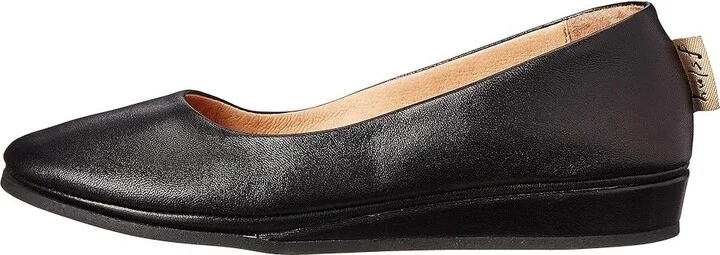 French Sole Zeppa Flat Women's Slip on Shoes Black Nappa : 6 M, Leather - Image 7