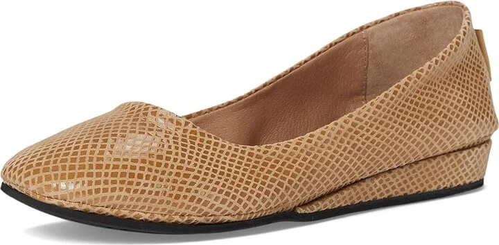 French Sole Zeppa Flat Women's Slip on Shoes Camel Snake : 6.5 M, Leather - Image 5