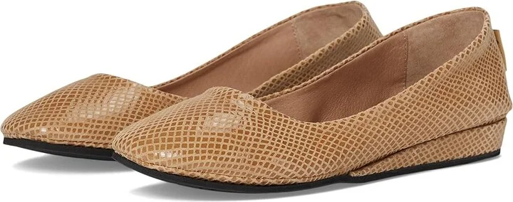 French Sole Zeppa Flat Women's Slip on Shoes Camel Snake : 6.5 M, Leather