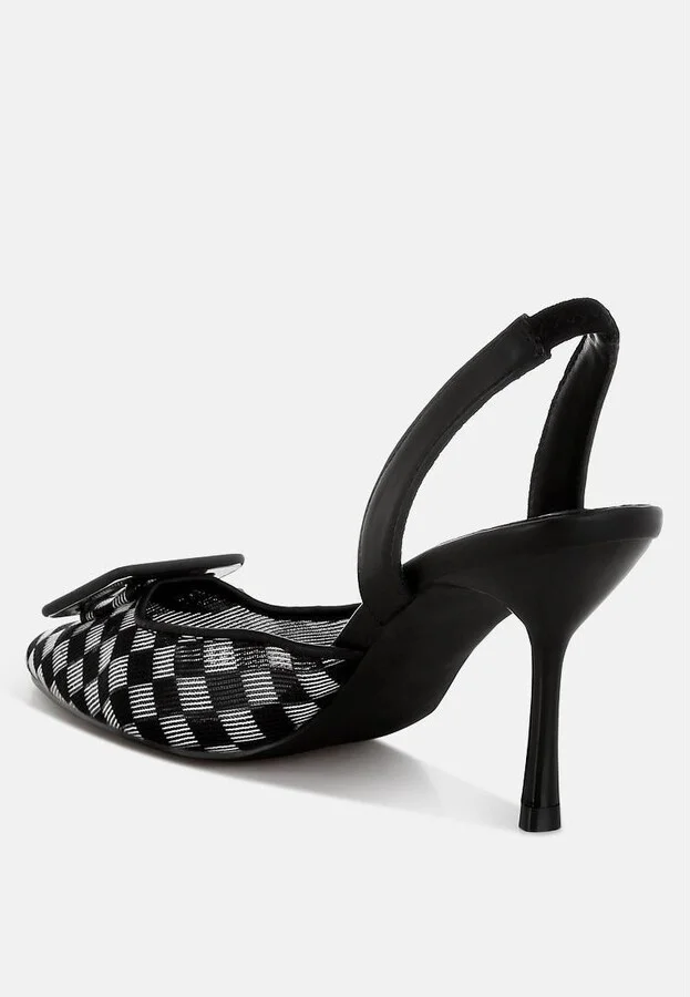 Freya Mesh Checkered Pointy Stiletto Heels - Image 3