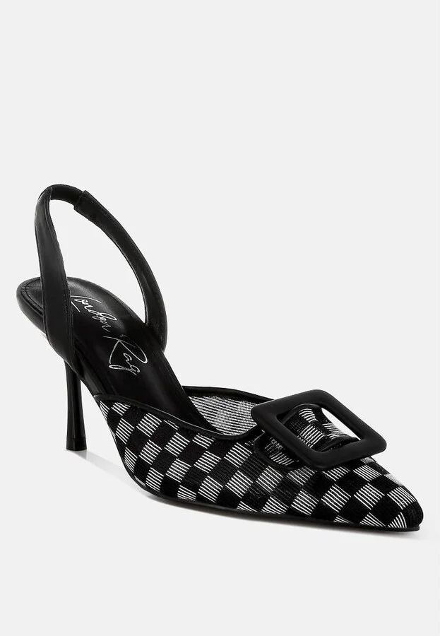 Freya Mesh Checkered Pointy Stiletto Heels