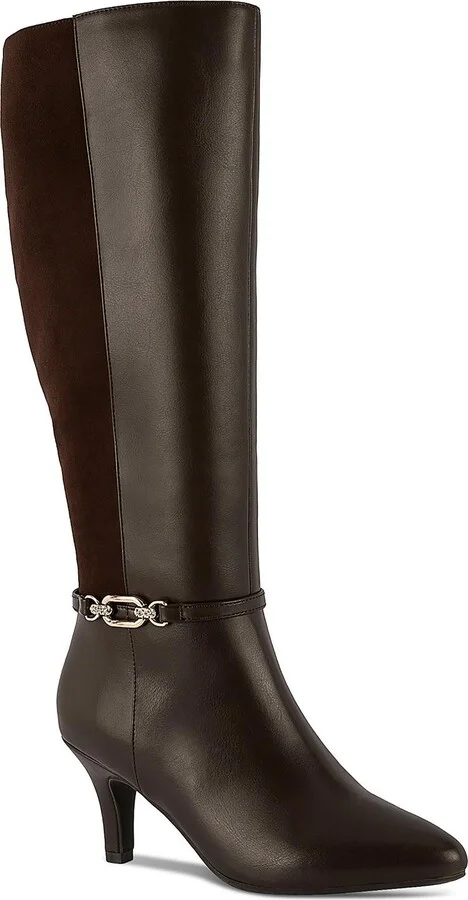 Freylyn Womens Faux Leather Snake Print Knee-High Boots