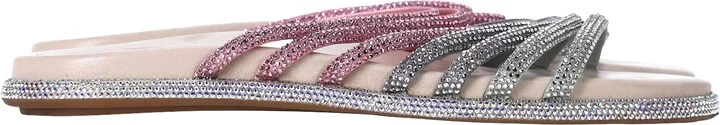 Frida Crystal-Embellished Strappy Slippers in Multicolor Leather