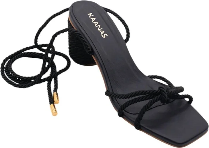 Frida Knotted Heel Sandal In Black
