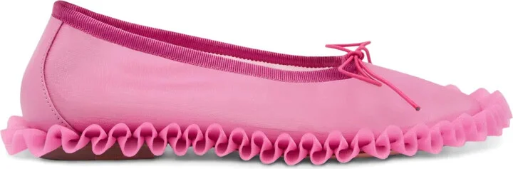 Frilled Mesh Ballet Flats