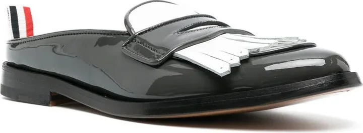 Fringe-Detail Patent-Leather Mule Loafers - Image 2