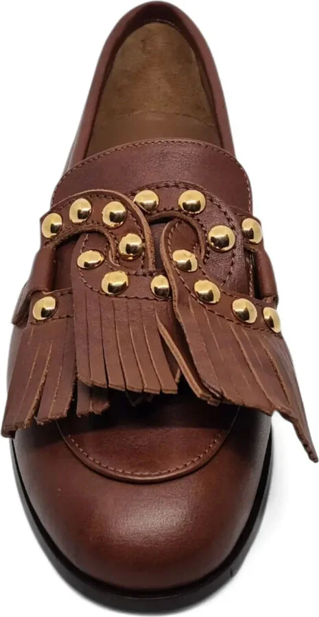 Fringe-Embellished Studded Loafers - Image 3