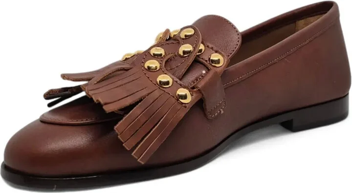Fringe-Embellished Studded Loafers - Image 5